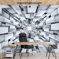 Fototapete mit abstraktem 3D-Tunnel für das Spielzimmer.