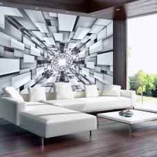 Fototapete mit abstraktem 3D-Tunnel auf Vliestapete für das Wohnzimmer.