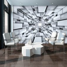 Fototapete mit abstraktem 3D-Tunnel für das Wohnzimmer.
