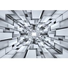 Fototapete mit abstraktem 3D-Tunnel, mit einem futuristischen und modernen Stil.