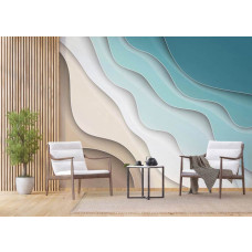 Eine abstrakte Fototapete mit Wellen in Grautönen, die ein ruhiges, modernes Gefühl vermittelt, perfekt für einen Unternehmensbereich.