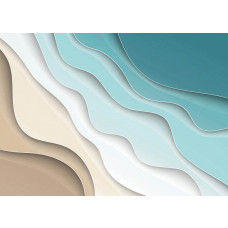 Eine abstrakte Fototapete mit grauen Wellen, die eine minimalistische Atmosphäre auf einem neutralen Hintergrund schafft.