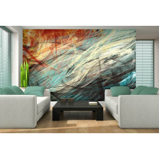 Fototapete farbenfrohe abstrakte Kunst mit detaillierten Pinselstrichen.