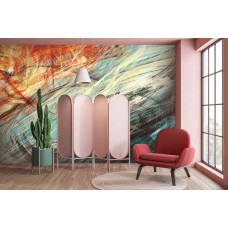 Fototapete abstrakte Kunst mit farbenfrohen Pinselstrichen und modernem Malereidesign.