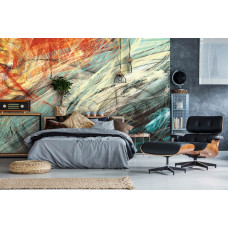 Fototapete abstrakte Kunst im modernen Stil, ideal für ein Schlafzimmer.