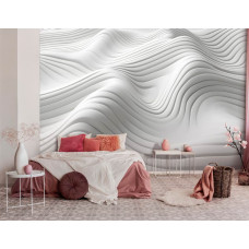 Fototapete mit abstrakten weißen Wellen in Kunst mit Linien im Büro.