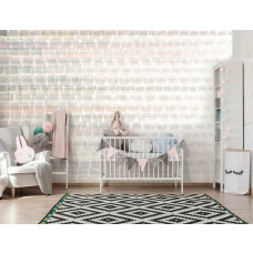 Eine Fototapete eines abstrakten Gemäldes mit Pastellfarben in Kunst im Kinderzimmer.