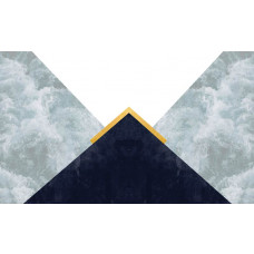 Abstrakte Fototapete mit Dreiecken und Wolken für einen modernen Look.