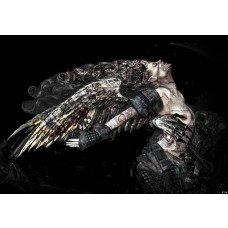 Weiblicher Totenkopf und Alchemie-Kunst, Fototapete mit einer dunklen, gotischen Atmosphäre.