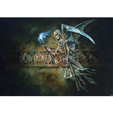 The Road to Hell, Fototapete mit Totenköpfen und dunkler Alchemiekunst.