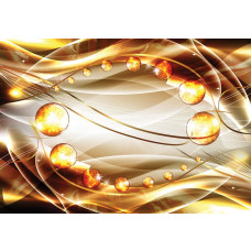 Bernsteinfarbene abstrakte Fototapete in Gold und Silber mit einem künstlerischen und luxuriösen Look für moderne Innenräume.