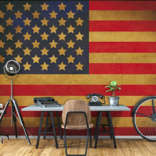 Fototapete der amerikanischen Flagge der Vereinigten Staaten im Vintage-Stil mit Vliestapete im Wohnzimmer und Schlafzimmer.