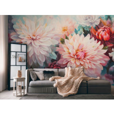 Fototapete mit farbenfroher Papierkunst mit Heißluftballons in einer Fantasielandschaft, perfekt für ein Babyzimmer.