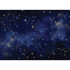 Ein Fototapete mit einem Aquarell-Sternenhimmel, bei dem tiefblaue und violette Töne in sanften Farbverläufen mit funkelnden Sternen verschmelzen.