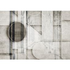 Fotobehang met architectuur in beige met cirkels en vormen