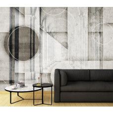 Fotobehang met architectuur in beige met cirkels en vormen