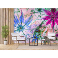 Fototapete eines künstlerischen Blumengemäldes in einem Geschäftsraum.