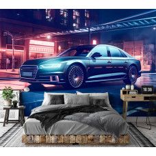 Eine Fototapete mit einem Audi-Auto in modernem Neon-Licht-Design.