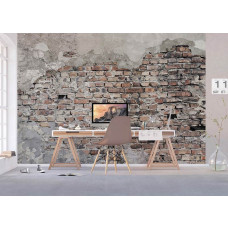 Eine Fototapete mit einer authentischen Ziegelwand im alten Industrie-Look, perfekt für ein kühles, industrielles Büro.