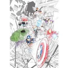 Avengers-Fototapete mit einer epischen Angriffsszene, Action und Abenteuer.