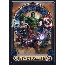 Avengers Ornament-Fototapete mit Marvel-Superhelden in Aktion.