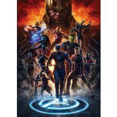 Fototapete Avengers vs Thanos aus dem Marvel-Universum, bunte Actionszene.