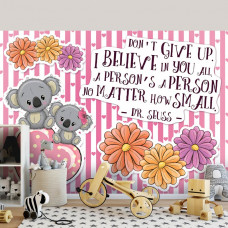Fototapete mit Spruch und Koalabären für das Babyzimmer.