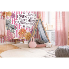 Fototapete mit Spruch und Koalabären für das Babyzimmer.