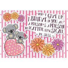 Fototapete mit Spruch von Koalabären für das Babyzimmer, niedlich und bunt.