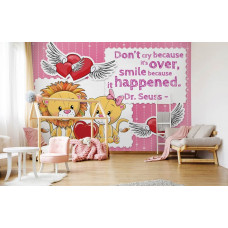 Eine Fototapete mit einem Zauberspruch und Löwen für das Mädchenzimmer.