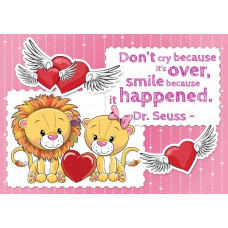 Fototapete mit Löwen mit einem Zauberspruch für Kinder, verspielt und süß.