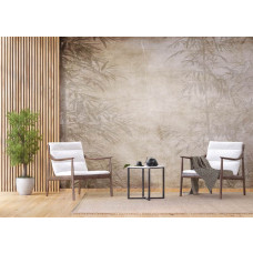 Fototapete mit Bambus in einem Schlafzimmer, schafft eine ruhige und harmonische Atmosphäre.