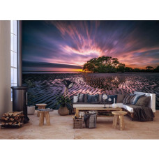 Fototapete von einem schönen Strand mit Ebbe, geeignet für das Wohnzimmer.