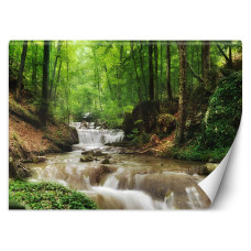Fotobehang met bergbeek in groen natuurlandschap