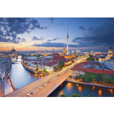 Berlin Stadt mit Denkmälern, Fototapete einer städtischen Landschaft für eine moderne und historische Atmosphäre.