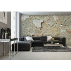 Fototapete im Industriestil mit beschädigter Betonwand für das Wohnzimmer.
