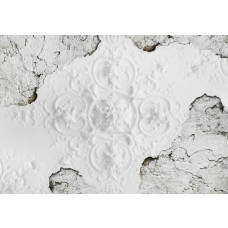 Vintage Schmetterlingsmalerei auf Fototapete, farbenfroh und künstlerisch.