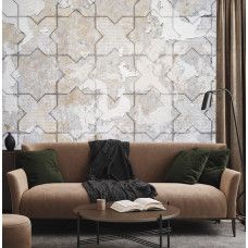 Fotobehang met betonlook van een oude muur in beige tinten