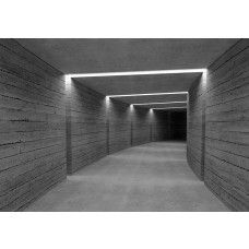 Fototapete mit futuristischer 3D-Darstellung eines Betontunnels, die dem Raum Tiefe und modernen Stil verleiht.