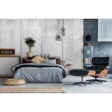 Eine Fototapete mit Betonplatten im Industriedesign, perfekt für ein modernes Schlafzimmer.