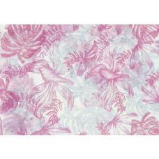 Fototapete mit Blättern in Rosa und Weiß, zarte Blumenkomposition mit leichter und frischer Ausstrahlung.