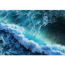 Fotobehang met blauwe golven in een rustgevende sfeer