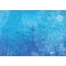 Blaues Mandala in symmetrischem Muster und abstraktem Kunstwerk auf Fototapete.