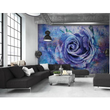 Eine Bildtapete mit einer blauen Rose im Malstil für das Wohnzimmer.