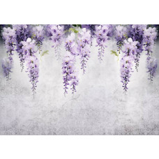 Glyzinienpflanzen, die über eine Betonwand klettern, abgebildet auf einer künstlerischen Fototapete.