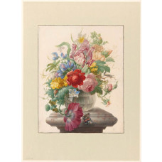 Fototapete mit Blumen in einer Glasvase und einem Schmetterling von Herman Henstenburgh, Rijksmuseum.