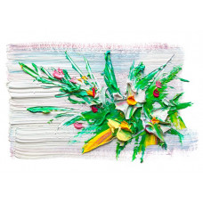 Fototapete mit Blumen in einem abstrakten Gemälde, im farbenfrohen Kunststil.