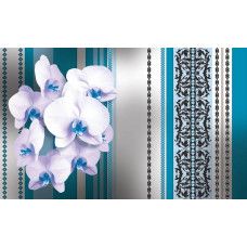 Blaues Blumenmuster, abstrakte Fototapete mit einem verspielten und lebendigen Look.