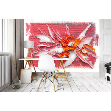 Eine Fototapete mit Blumen als abstraktes Kunstwerk für moderne Räume.