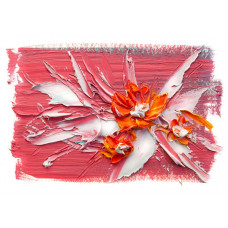 Blumen und Farbe auf Leinwand dargestellt in abstraktem Kunstwerk auf Fototapete.